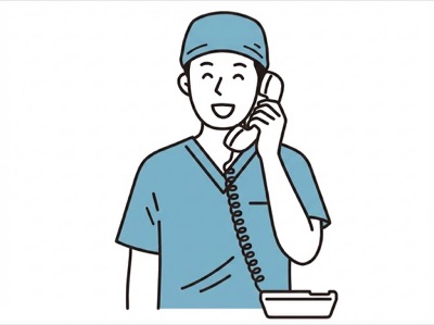 電話で相談する院長のイラスト